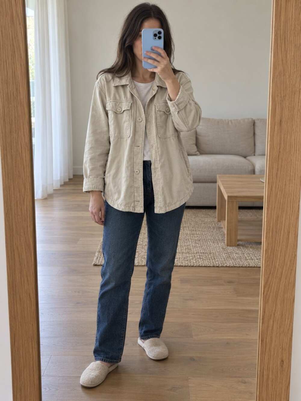 American Eagle Cream Utility Jacket Button Front Chest Pockets Size S